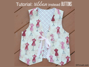 How to add ribbon to a vest instead of buttons - tutorial