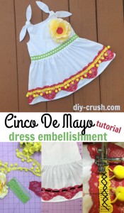 Cinco De Mayo Dress Embellisyment Tutorial. Embellish any plain white dress with some pretty trim and you are ready for Cinco De Mayo!! DIY Crush