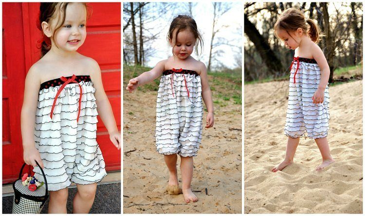 Make a cute ruffle fabric romper and add decorative elastic to the top edge instead of encased elastic. Check out this quick tutorial on DIY Crush
