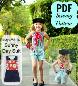 A great hot weather sun suit sewing pattern for little girls and boys. Download it today!