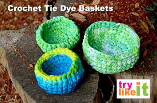 Tie Dyed T-shirt Yarn Baskets | DIY Crush