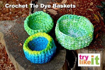 Tie Dyed T-shirt Yarn Baskets | DIY Crush