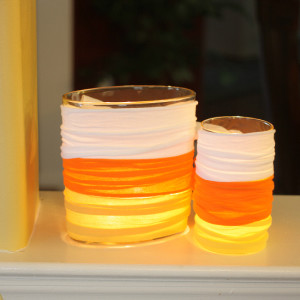 Candy Corn Wrapped Candle Holders | DIY Crush