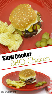 Delicious BBQ Chicken made in the slow cooker. A great word day recipe since it cooks all day long. Get the printable recipe at DIY Crush