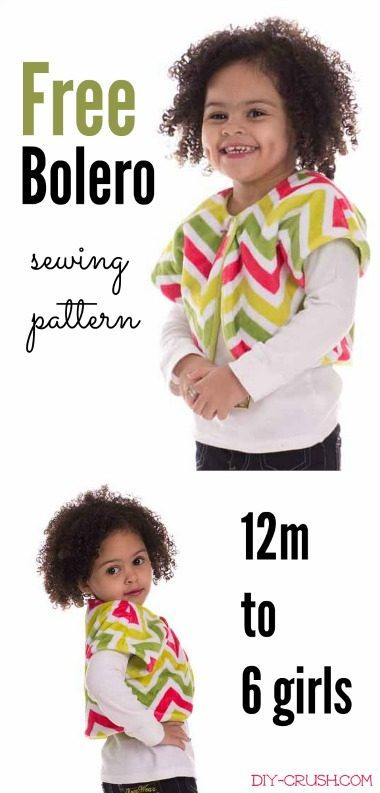 Free Bolero Sewing Pattern for girls 12 months through 6 years. Sew this reversible bolero with Cuddle fabric or fleece |DIY Crush