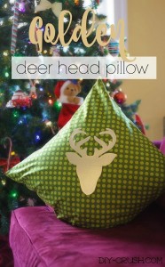 Golden Deer Head Pillow DIY. Create this expensive looking decorative pillow yourself with tutorials in this post | DIY Crush