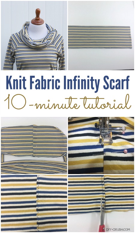 Knit Fabric Infinity Scarf Tutorial that takes you only 10 minutes to make | DIY Crush