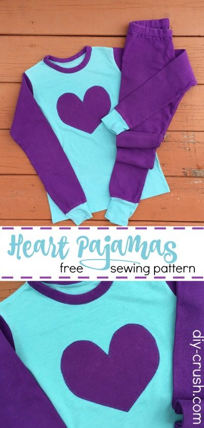 Heart Pajamas Pattern. With links to free size 9 sewing pattern and 3 heart templates | DIY Crush