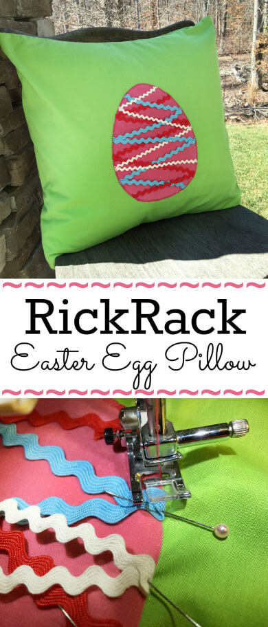 Free Easter Egg Pillow Pattern with adorabl rickrack trim. This technique can also be applied with any other applique' template! Get this free pattern TODAY | DIY Crush