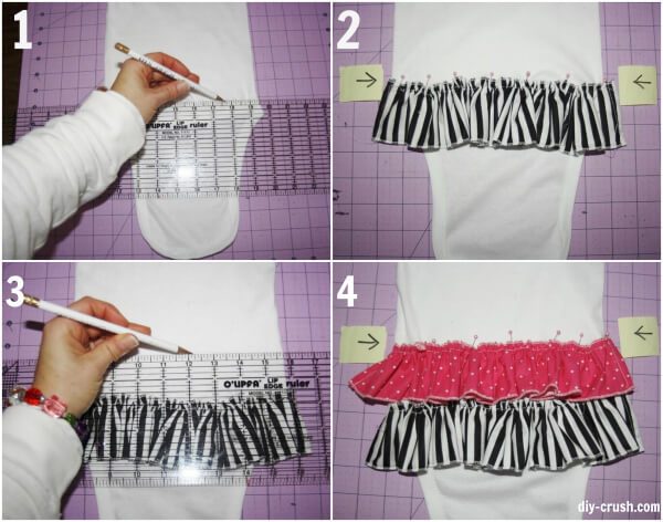 Ruffle Butt Onesie with free bunny applique'. How to add ruffles to a onesie. A free tutorial | DIY Crush