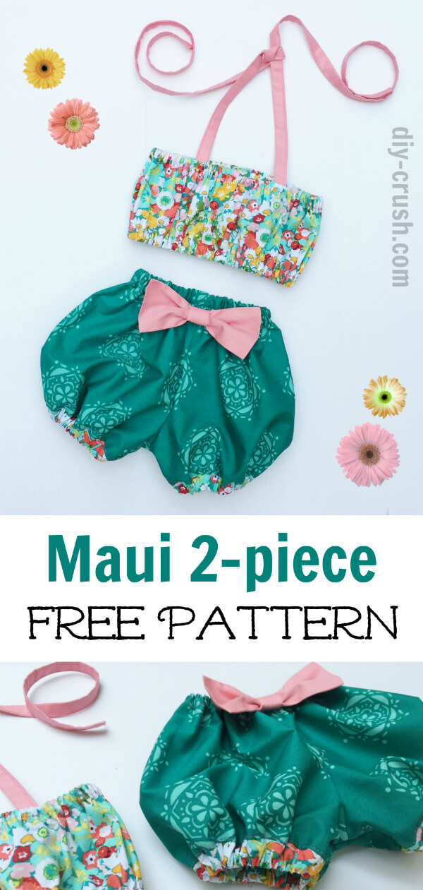 Free Maui 2-piece Pattern by DIY Crush. Sew this adorable outfit for your baby girls this summer! She will look so cute for pictures!