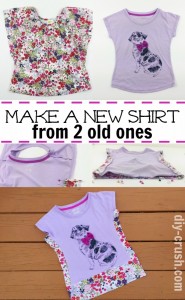 Make a new shirt from 2 old ones. This DIY shows you step by step how to blend two shirts to make a larger size. Perfect for outgrown shirts | DIY Crush