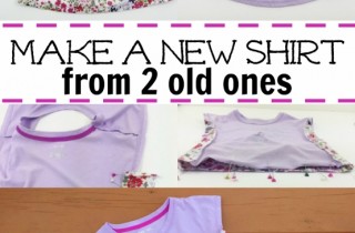 Make a new shirt from 2 old ones. This DIY shows you step by step how to blend two shirts to make a larger size. Perfect for outgrown shirts | DIY Crush