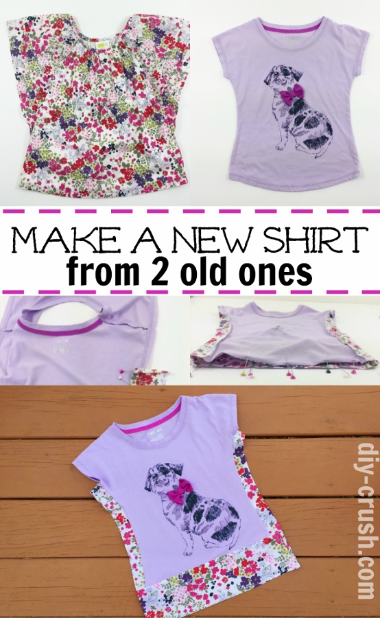 Make a new shirt from 2 old ones. This DIY shows you step by step how to blend two shirts to make a larger size. Perfect for outgrown shirts | DIY Crush