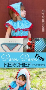 Free Pom Pom Kerchief Pattern with tutorial. Sizes newborn through 12 girls are included. Get the free download today | DIY Crush