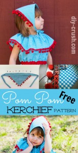 Free Pom Pom Kerchief Pattern with tutorial. Sizes newborn through 12 girls are included. Get the free download today | DIY Crush