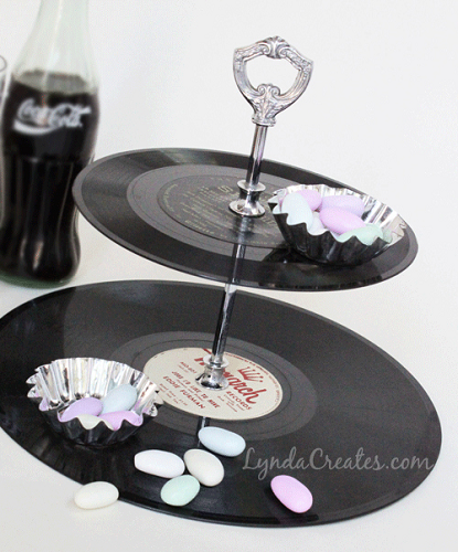 Upcycled Vinyl Record Tiered Display