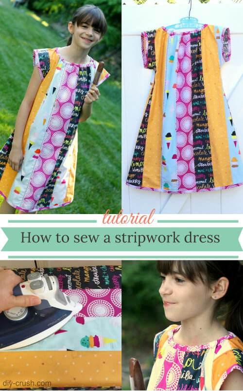 How to sew a stripwork dress. A free tutorial from DIY Crush