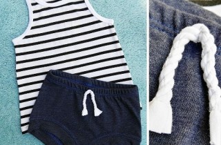Nautical Knit Fabric Twine DIY. Learn how easy it is to create a cute faux drawstring with knit fabric | DIY Crush