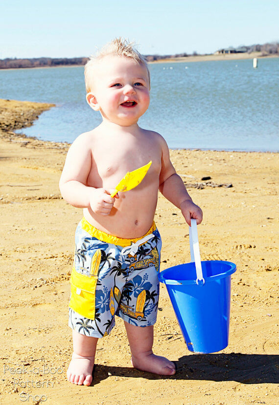 Surf's Up boys swim trunks pattern