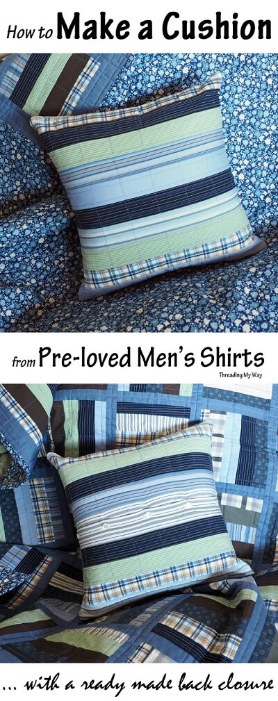 Recycled Men's Shirt Cushion Tutorial |  DIY Crush