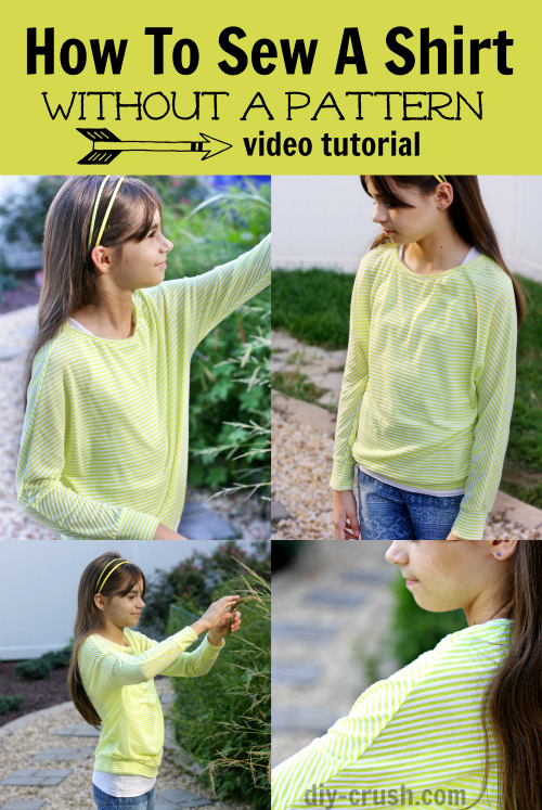 How to sew a shirt without a pattern. A video tutorial at DIY Crush
