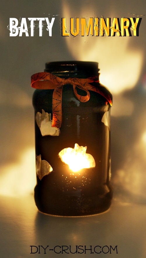 DIY Halloween Luminary with bats