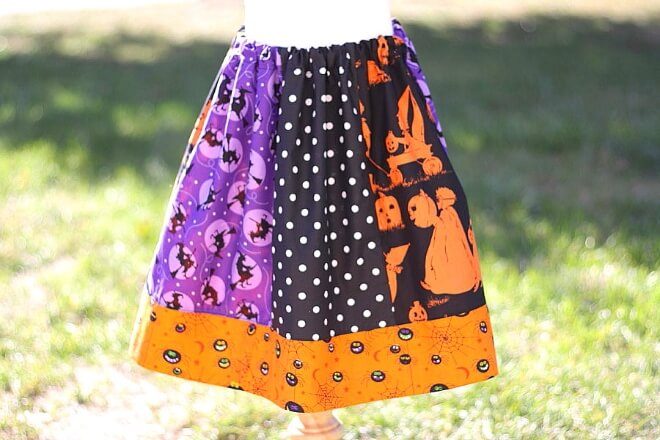 How to turn a skirt into a Halloween treat bag.