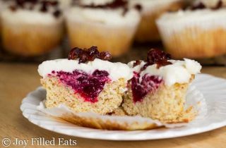 Cranberry Bliss Cupcakes. They are gluten and sugar free. Low carb!