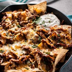 BBQ Chicken Skillet Nachos