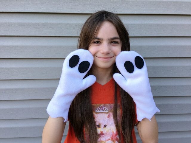 DIY Ghost Costume Mittens