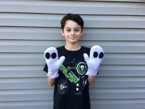 diy ghost costume mittens