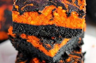 Halloween cream cheese swirl brownies. A delicious recipe for some home baked treats.