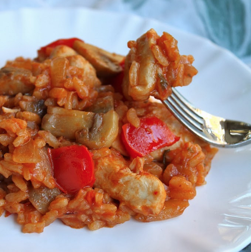 Mediterranean Chicken With Mushrooms And Rice