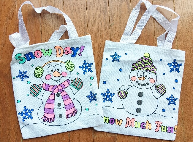 Cute Winter Coloring Bags From Oriental Trading