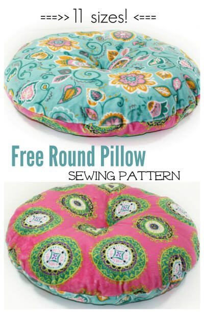 Free round pillow pattern to sew. Choose from 11 sizes