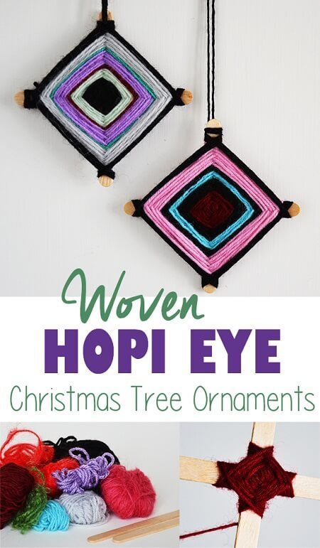 How To Make Woven Yarn Hopi Eye Christmas Ornaments