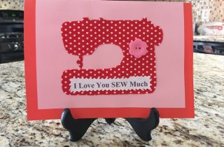 Valentine's Day card with sewing machine