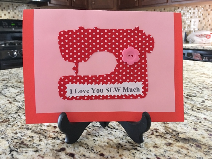 Valentine's Day card with sewing machine