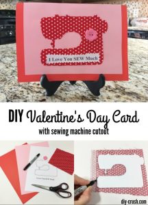 Valentine's Day card with sewing machine cutout