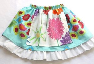 Free girls skirt pattern with apron. Downloadable PDF.