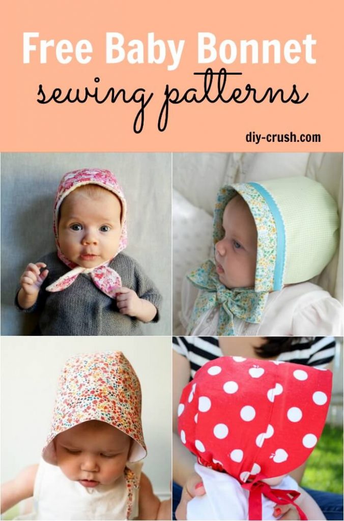 Free baby bonnet sewing patterns for download. Sew up some cute bonnets for babies | DIY Crush