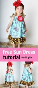 Free sun dress tutorial for girls sizes 6 months through 12 youth | DIY Crush