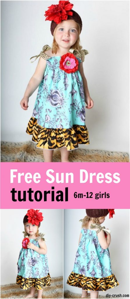 Free sun dress tutorial for girls sizes 6 months through 12 youth | DIY Crush