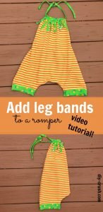How to add leg bands to a romper. Sew some cute knit fabric cuffs to any romper pattern | DIY Crush