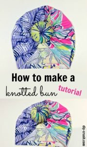 How to make a knotted bun for a turban beanie. Free tutorial at DIY Crush.