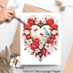 valentine's birds vellum decoupage paper