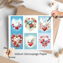 valentine's day doves and birds collage vellum decoupage paper