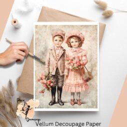 Vintage Valentine's Children 1, Decoupage Paper US Letter Size, Shipped To You