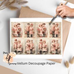 vintage valentine's children collage vellum decoupage paper